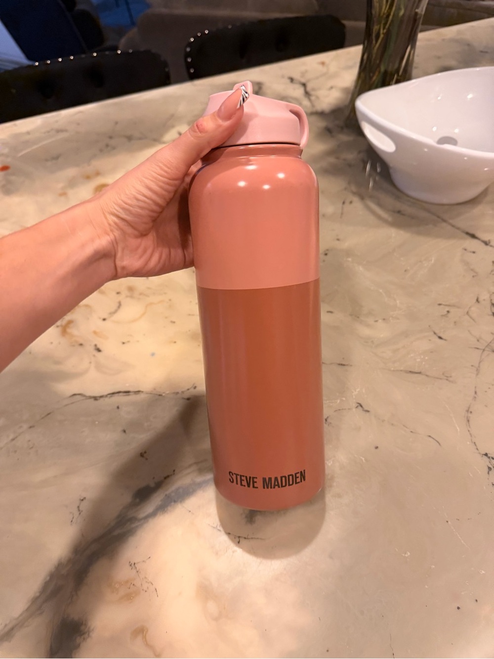 Steve Madden Two-Tone Pink and Blush Insulated Bottle